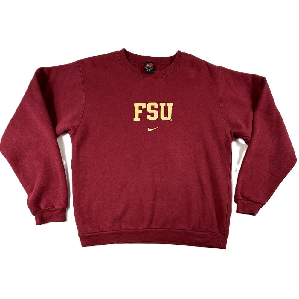 Vintage 90s Nike FSU Florida State Seminoles Center Swoosh Crewneck Sweatshirt - Picture 1 of 9
